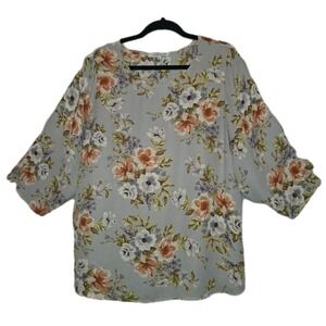 Rose & Olive Anthropologie Peasant Blouse Womens 1X Floral Boho Top Cottagecore